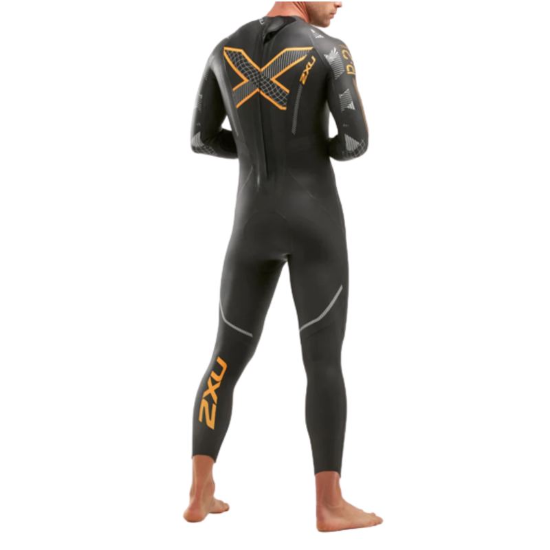 2XU Men's P:2 Propel Wetsuit in Black / Orange Fizz Size Large / Tall-2